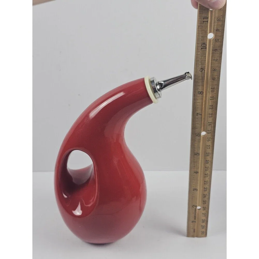 Rachael Ray Red EVOO Oil & Vinegar Dispenser Set Ceramic Cruet Pair